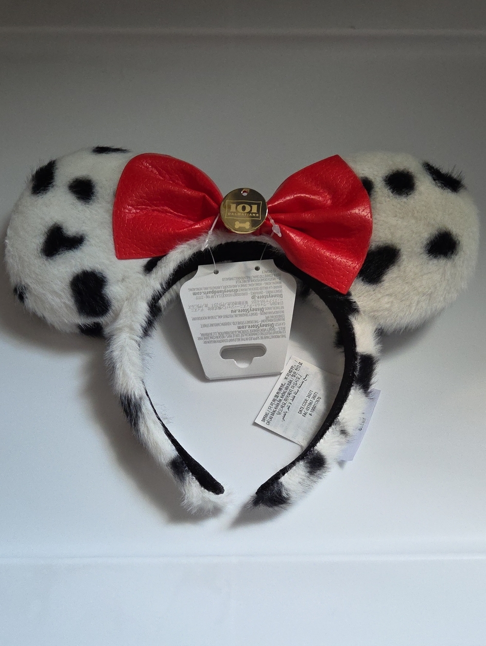 101 Dalmatian Ears Headband with Red Bow